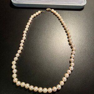 Vintage Classic Pearl Choker with 14K Gold Security Clasp in original velvet box